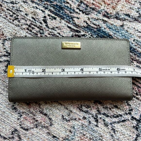 Kate Spade Newberry Lane Stacy Bifold Wallet Silver Gray Leather - Picture 9 of 11